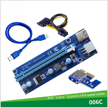 006C PCIe 1x do 16x Express Riser Card Grafički produžni kabel pci-e riser Extender 60 cm Kabel USB 3.0 i SATA za napajanje 6Pin