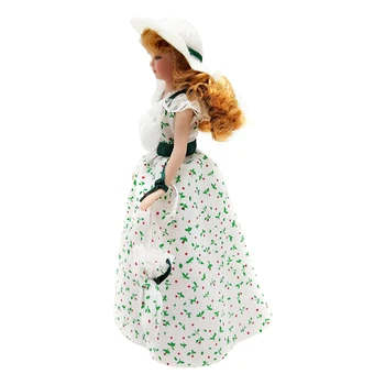 1: 12 Kućica za lutke Minijaturne Victorian Figure u haljini Šešir Djevojka lutkine Igrati Igračke