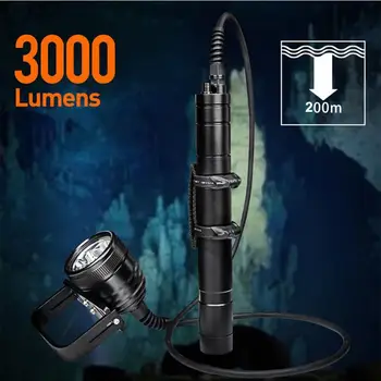 1,2 M Punjiva ručna Svjetiljka Za ronjenje, Ronjenje s Vodootporan Podvodni Video 150 M 3000ЛМ Kanister Split-Tipa XM-L2 Skup baklji za ronjenje