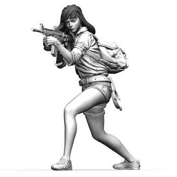 1/35 Modela od smole lik GK AK Ženski strelicu s dvije glave Djevojka u akciji u rastavljenih i неокрашенном paketu