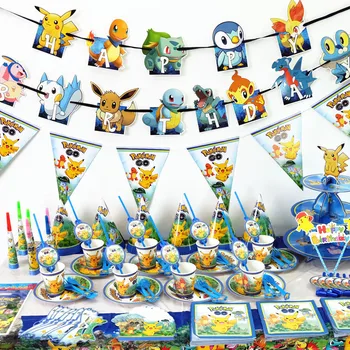 1 komplet crtića Pikachu Pokemon College kuhinjske Papirnate čaše rođendan za jednokratnu upotrebu ukras Skup dječje rođendanske pribora