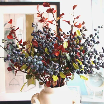 10 kom. Dekorativni Plodovi su Bobice Borovnice Umjetni Cvijet Svila Cvijeće i Voće Za Vjenčanje Ukras Kuće Umjetne Biljke