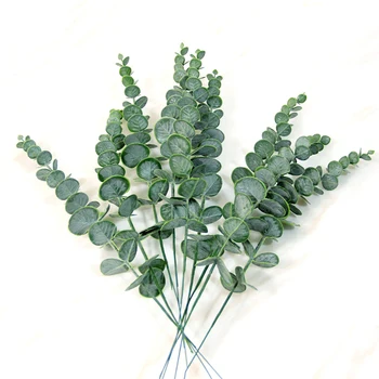 10 kom. Plastičnih umjetno lišće eukaliptusa Lažni biljke Cvjetni materijal za kućne zidove Zelje Lišće biljaka Dekor za svadbene zurke