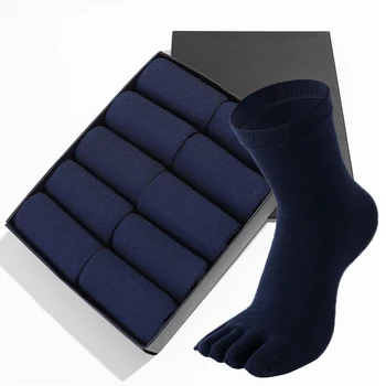 10 Parova Pamučne crne Čarape na 5 prstiju Muški komplet Jesenski Noviteti Dezodorans Sprečava bakterijske infekcije Čarape sa čarapama Za muškarce