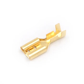 100pc 4,8 mm/6,3 mm Ženski Uvijati elektropriključak Zlatni prikladniji mesinga Auto Zvučnik Električne Žice Komplet Priključaka na Veliko