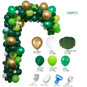 106 kom. Zelene balone Гирлянда Luk Set za tuširanje djeteta Jubilarni ukras Džungla Večernje baloni Odmor potrepštine za zabave