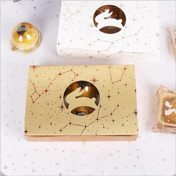10ШТ 21x15x5 cm kolač od čokolade kutija za pečenje zec šuplje zlatno-plave zvijezde male kutija Flip bijela predjelo Poklon pakiranje za rođendan kutija