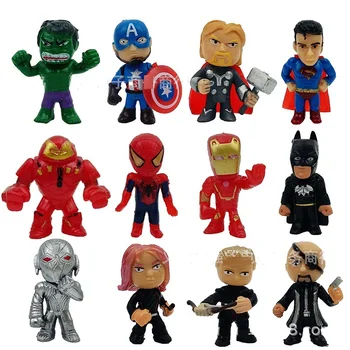 12 kom. Osvetnici Mini Lutka Figurica Igračke Kapetan Čuda Spider-Man Iron Hulk Navijači rođendanski Poklon za Djecu Zbirka Dekor