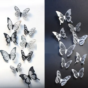 18 kom Bijeli Leptir 3D Modeliranje Leptir PVC Kućni Kreativno Uređenje Zidova