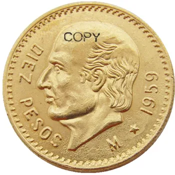 1959 Meksiko 10 Pesosa Позолоченная kopiju novčić