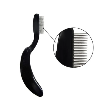 1PC Crni sklopivi češalj za trepavice za obrve s metalnim zubima mogu lako razdvojiti trepavice nakon željezo i maskaru Češalj za šminkanje za uljepšavanje