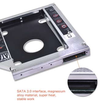 1pc kphrtek Univerzalna Aluminijska 2. hard disk Caddy 12,7 mm SATA 3,0 DVD-adapter za 2,5