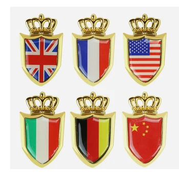 1pc Kraljevska Auto Oznaka Auto Motocikli Italiji, Engleskoj, Njemačkoj, Francuskoj, Rusiji, Japanu, SAD-u Zastavu Logotip Logotip Rešetka Ikonu Naljepnice