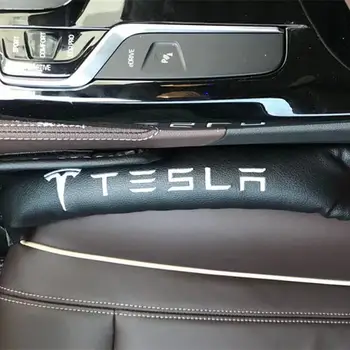 2 kom. punila zazora za sjedala sa logom automobila UMJETNA koža Zatvoreni ukrasna maska kožna kapa ključ automobil Tesla model 3 Model S Model X auto oprema