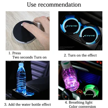 2 kom. za Honda Civic 7 8 9 10 2021 2020 2018 2019 Auto led držač čaša Auto Unutarnja rasvjeta USB Ukrasnih žaruljica Držač za pića