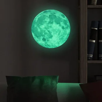 20 cm 30 cm Osvijetljena Mesec Zemlja Crtani DIY 3D Naljepnice za Zid za Dječju Sobu Spavaća soba Svijetli U Mraku Naljepnica zid za dnevni boravak