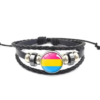 20 Stil Gay Pride Staklena Buckle Narukvica-čuvar Rainbow Zastava Peder unikatni Nakit DIY Perle Pleter Crna Kožna LGBT Narukvica