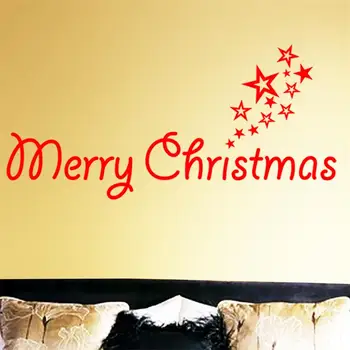 2016 sretan crveno-Božić riječi festival zvijezda obiteljska dekor za stranke naljepnica na zidu ukras prozore, vrata naljepnice