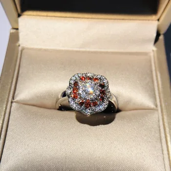 2019 Najnoviji инкрустированное prsten s nara i crveno kubični cirkon donje europska i američka cvijet prsten vjenčani prstenovi za žene