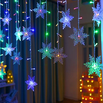 2021 3,2 m Božićni Ukras Zavjese Pahuljica Niz LED Svjetla Trepere Svjetla Zastor je Svjetlo Vodootporni Vanjski Večer Svjetla
