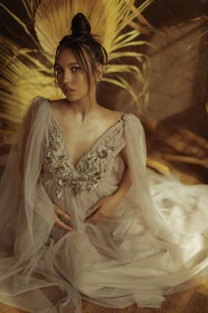 2021 Boho Haljine za trudnice za fotografije cvjetne čipke oblog V-izrez u obliku Трапециевидное haljina za trudnice Babyshower Ženska odjeća Vjenčanja odjeća za stranke