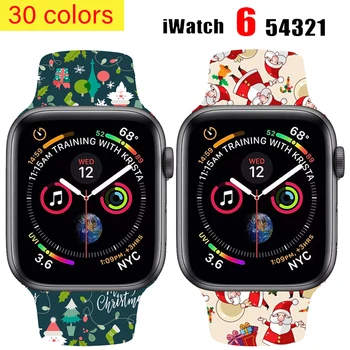 2021 Božićni Remen s po cijeloj površini za Apple Watch Band SE 6 5 4 3 2 1 Silikonska Petlja Uzicom za vrijeme serije iWatch 44 mm 40 mm 42 mm 38 mm