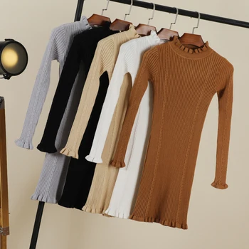 2021 Korejski Stil dugi rukav Veste za žene Modni majice Odjeća, Veste, Smeđa i Crno Bijeli Pleteni Puloveri bluze