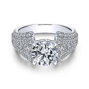 2021 Moderan Luksuzni Okrugle Bijele Vjenčano prstenje s kubični cirkon za žene Posrebreni Ženski nakit Mladenka Zaruka Poklon za Valentinovo