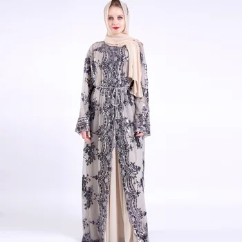 2021 Muslimanska Nova Luksuz 7 Boja Pozicioniranje Vez Muslimanska Moderna ženska odjeća Muslimansko haljina Ženska muslimanska Moda Abaja