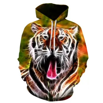 2021 Muške Novi Tiger 3D Digitalni tisak Sportske majice za tinejdžere Veste s kapuljačom