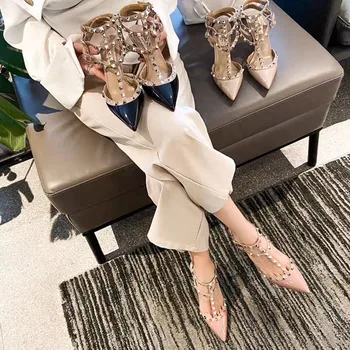 2021 nove zakovice istakao sandale na visoku petu cipele s remenčićima potpetica ženske sandale Baotou