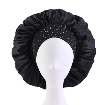 2021 novi ukras diamond elastična широкополая svilene noćni šešir, velike okrugle satin šešir, šešir za salon za uljepšavanje, muslimanska obiteljska šešir-s turbanom