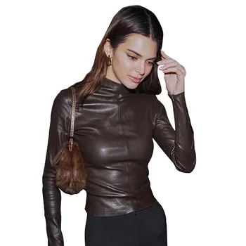 2021 Ženske majice dugih rukava uski kombinezoni Ženski kombinezon Svakodnevni večernji jakna Crna водолазка Seksi odjeća od umjetne kože