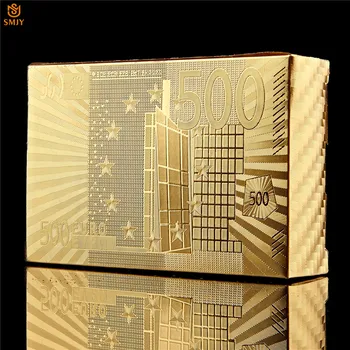 24-Karatno Zlato 500 Eura Poker Špil Set za poker Od Zlatne Folije Vodootporne Plastike Zbirku Čarobnih igračih Karata za poker