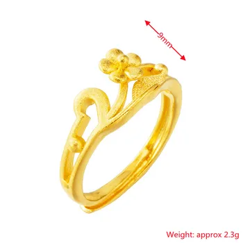 24K Zlatni Vjenčani Prsten za žene Etničke Berba Cvjetni Prsten s сердечком za žene Zlatni Vjenčani Prsten Modni Nakit veleprodaja