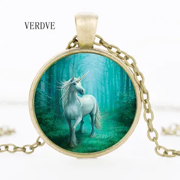 3 boje višebojno staklo ogrlica privjesak je konj životinja ogrlica ručni rad, nakit