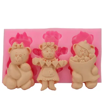 3 držite Crtani Slatka Medvjed Silikonska čokolada gluposti Sapun 3D Oblik Za Cupcake Žele Bombona i Čokolada Ukras Oblika Za Pečenje FQ1641