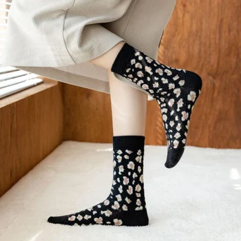 3 Para drago леопардовых crne čarape, ženske trendy zimske vunene čarape, debele, согревающие, u stilu djevojke, Ulica, ветрозащитные, Snijeg, Соккен