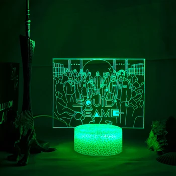 3D Lampa Lignja Igra Korejski Drama Lik Noćne Svjetiljke Za Uređenje Doma Gigt Prijatelju USB RGB Svjetlo el juego del calamar