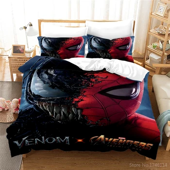 3D Otrov spider-Man Komplet posteljinu Disney i Marvel Avengers Savez Deka Kit Tekstila Posteljina S bračnim krevetom Punoj Veličini Kraljica i Kralj