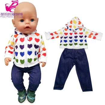 43 cm, dječje i baby doll odijelo košulja, suknja tajice komplet za 18 cm og djevojka Lutka odjeća Poklon za rođendan