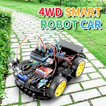 4WD Pametan Robot Auto Setove Za Arduino UNO R3 S ultrazvučni pretvarači,SG90 Servo Modernizirana Kit e-Programiranje V2.0 DIY