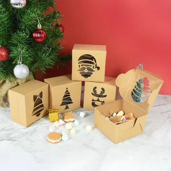 5 kom. Božićni Poklon kutija Ukras od Kraft-papir Poklon kutije za keks Kutija za pakiranje čokolade Božićne darove za djecu pribora
