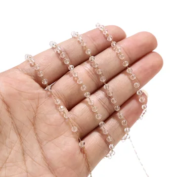 5 Metara od 3 mm Širina Prozirne Staklene Perle Krugu Od Nehrđajućeg Čelika Karika Lanca Za izradu nakita DIY Ogrlice Narukvice s privjescima