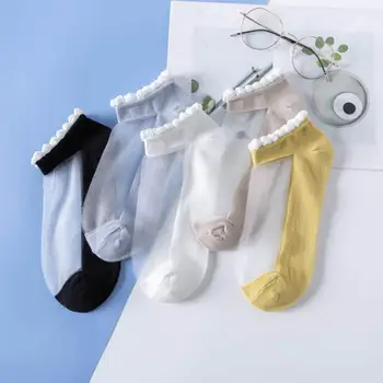 5 Parova respiring čarapa za gležnjeva Шарадзюку Ljetnim male držači držači ženski ljeto tanke svilene Prozirne elastična mekana čarape