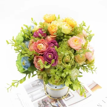 5 Vilica Umjetna Pupoljak Ruža Buket za Moderno Uređenje Doma Dnevni boravak Lažni Cvijeće Diy Vjenčanje Odmor Potrepštine Jesen