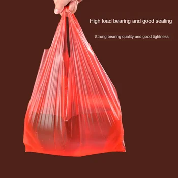 50 kom. 9 Veličina Crvene torbe za nošenje Poklon torba Trgovac Supermarket, trgovine Plastične vrećice s ručkom Hrana za poslovne torbe