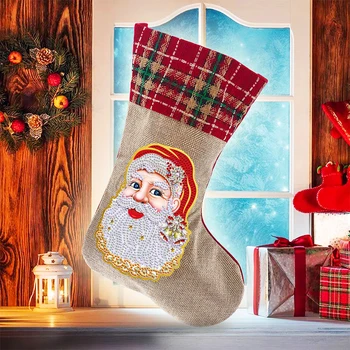 5D DIY Diamond Slikarstvo Božićni Čarapa Poklon torba za čokolade Božićni Gorski kristal Čarapa Umjetnička Vez Mozaik Poklon torba Božićni dekor