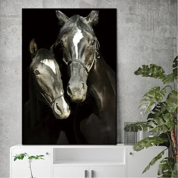 5D Diy Diamond Slikarstvo crni konj par Diamond Vez životinje Setovi za križićima Mozaik Božićne dekoracije SP-1317