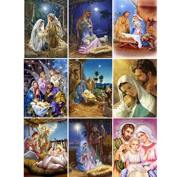 5D DIY Diamond Slikarstvo Religija Isus Skup križićima Potpuna Bušilica Trg Vez Vjerski Mozaik je Umjetnička Slika Dekor